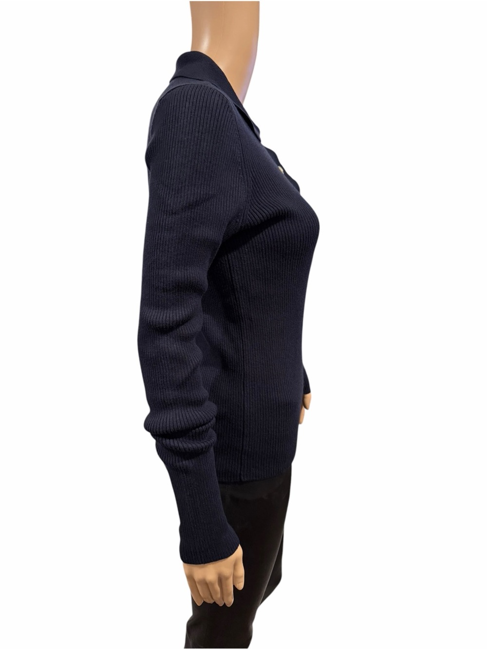 Faherty Womens Mikki Ribbed Polo Cotton Cashmere Sweater Navy Size M MSRP $168 - Picture 5 of 12